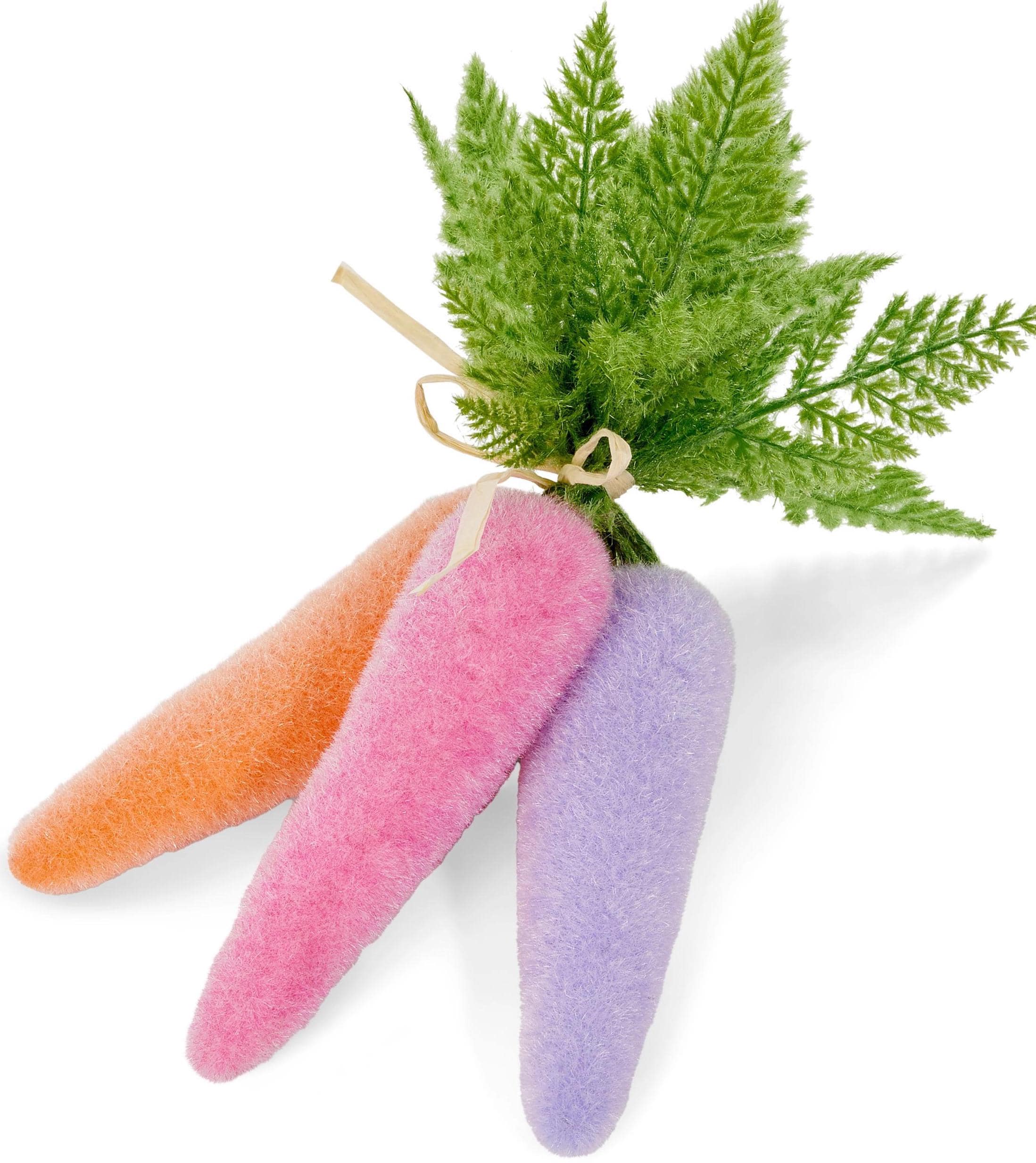 12" Sherbet Flocked Carrot Bundle | Pastel Easter Carrots | Spring Wreath and Garland Attachment