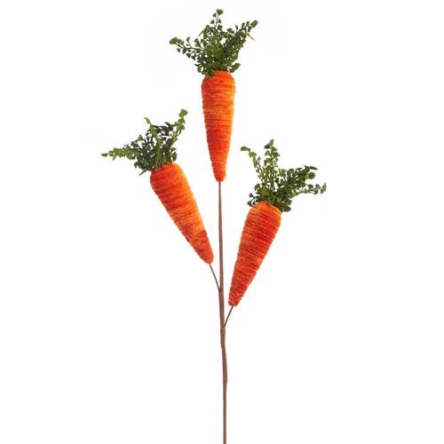 28" Carrot Spray | Easter Wreath Pick | Spring Carrot Stem | Bunny Wreath Accent | Easter Decor Supply