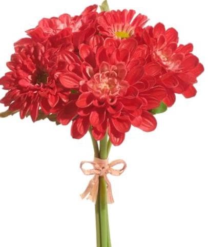 11" Real Touch Red Dahlia Bundle | Faux Dahlia Stems | Wreath Making Supply | Patriotic Floral Decor | Summer Flowers