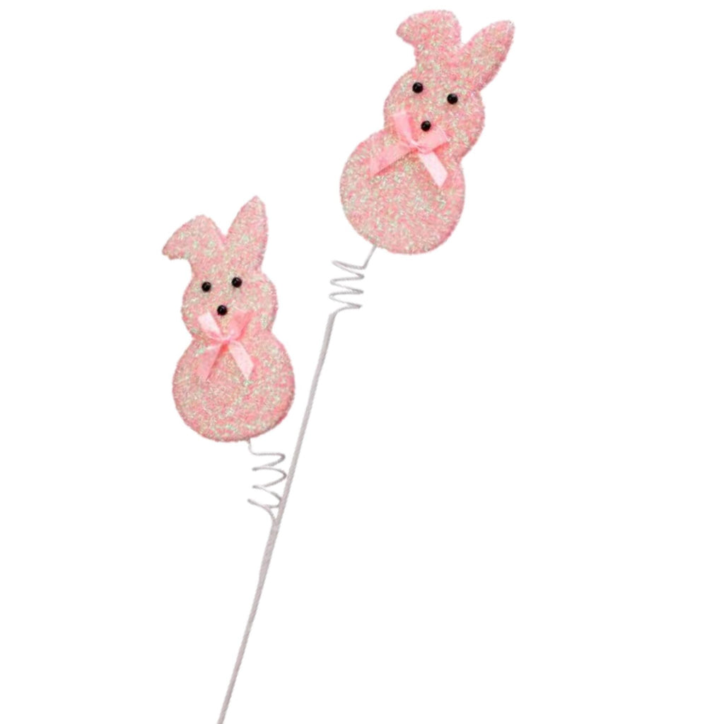 27" Sugared Bunny Peep Spray X2 – Pink, Yellow or Purple | Easter Wreath Pick | Spring Bunny Decor