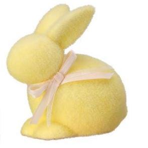 6.25" Flocked Easter Bunny with Ribbon – Yellow, Blue, Pink or Lime | Pastel Spring Decor | Bunny Accent