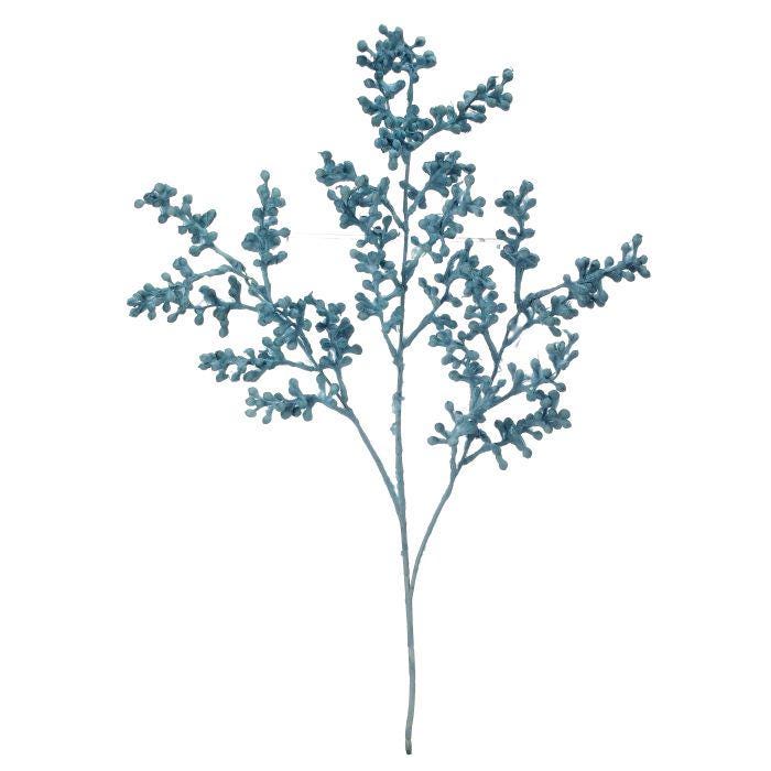 25" Sea Grape Spray | Blue Coastal Wreath Accent | Nautical Floral Stem | Beach House Decor Pick