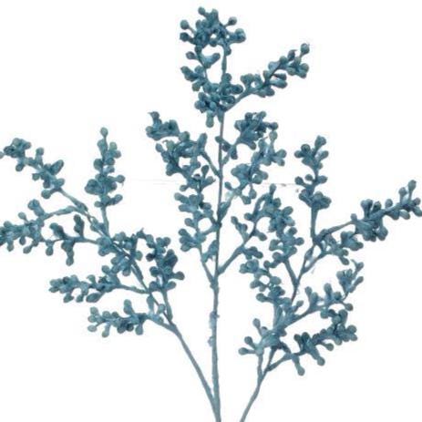 25" Sea Grape Spray | Blue Coastal Wreath Accent | Nautical Floral Stem | Beach House Decor Pick