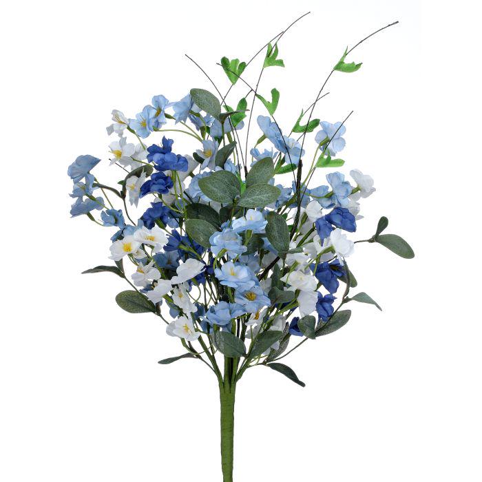 20" Mini Garden Blossom Bundle | Faux Spring Floral Bush | Choose Blue, White or Orange | Wreath & Arrangement Filler
