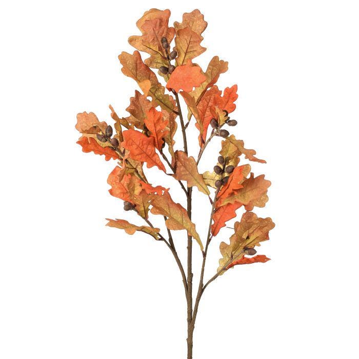 41" Wild Autumn Filbert Spray | Fall Leaf & Acorn Stem | Rust Orange Harvest Foliage | Thanksgiving Wreath Supply