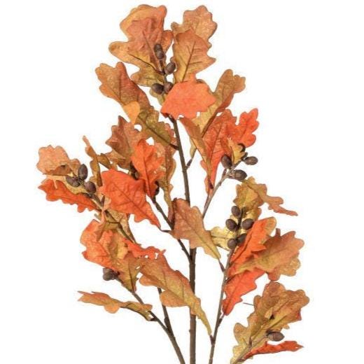 41" Wild Autumn Filbert Spray | Fall Leaf & Acorn Stem | Rust Orange Harvest Foliage | Thanksgiving Wreath Supply