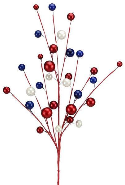 Patriotic Ball Spray 25", Metallic Red White Blue Pick, Americana Decor Spray, 4th of July, Memorial Day