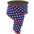Patriotic Wired Ribbon 2.5 Inch Stars and Stripes, 10 Yard USA Ribbon, 4th of July Ribbon, Wreath Making Supplies, Americana Craft Ribbon