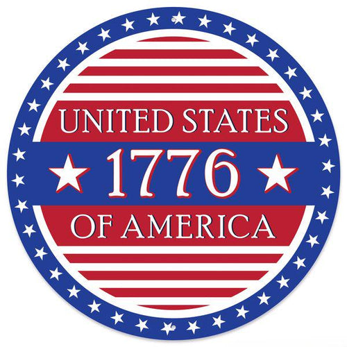 12" Patriotic USA 1776 Metal Sign | American Flag Door Hanger | 4th of July Wreath | Red White Blue Rustic Wall Decor | Independence Day