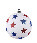 Set of 2 - 150mm Patriotic Star Ornamenst | Red White Blue Glitter Ball | Shatterproof | Americana Holiday Decor | 6 Inch Large Ornament