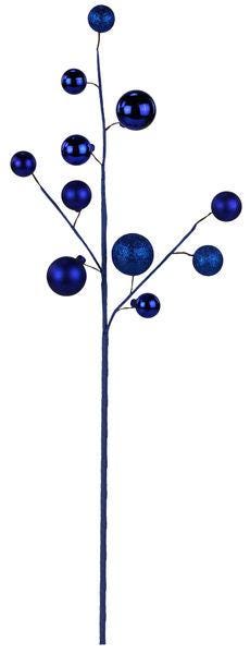 24" Royal Blue Ornament Spray | Christmas Tree Pick | Blue Ball Spray Stem | Holiday Tree Decor | Wreath Accent | Winter Wedding Decor
