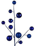 24" Royal Blue Ornament Spray | Christmas Tree Pick | Blue Ball Spray Stem | Holiday Tree Decor | Wreath Accent | Winter Wedding Decor