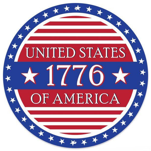 12" Patriotic USA 1776 Metal Sign | American Flag Door Hanger | 4th of July Wreath | Red White Blue Rustic Wall Decor | Independence Day
