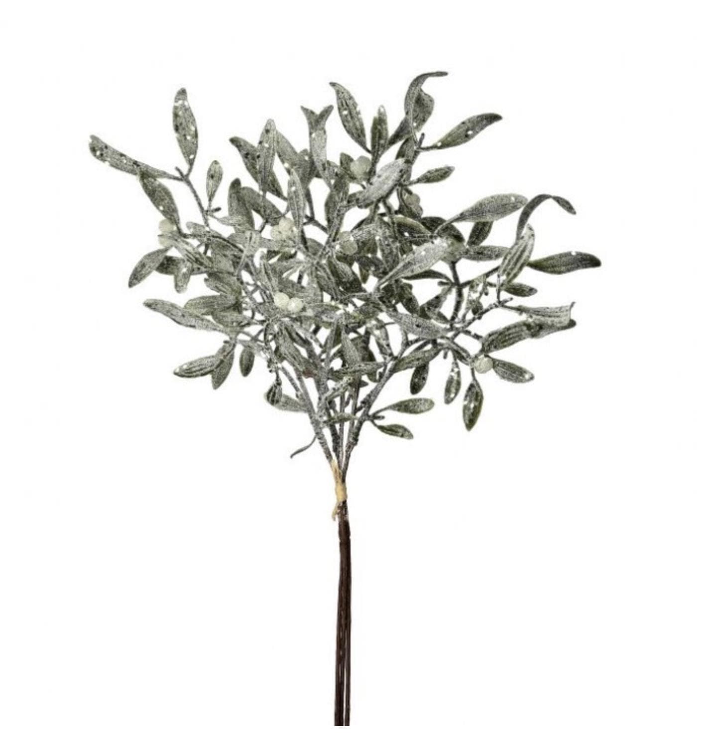 12" Frosted Mistletoe Bundle | Winter Greenery Pick | Christmas Floral Stem | Holiday Accent | Faux Mistletoe Spray | Rustic Farmhouse Decor