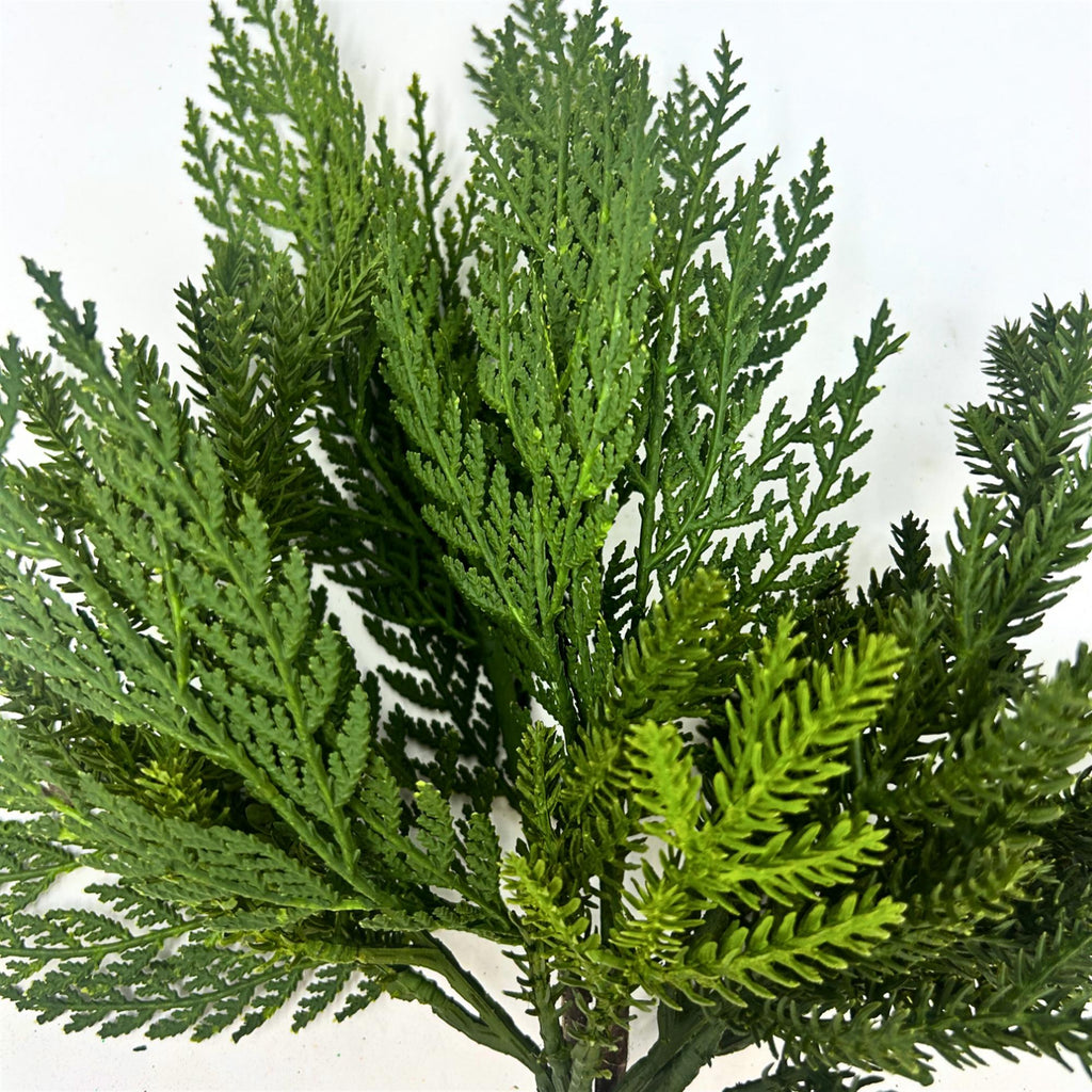 16" Real Touch Mini Spruce Cedar Branch Bundle | Artificial Evergreen Greenery Bundle | Faux Cedar Stems | Winter Decor | Christmas Greenery