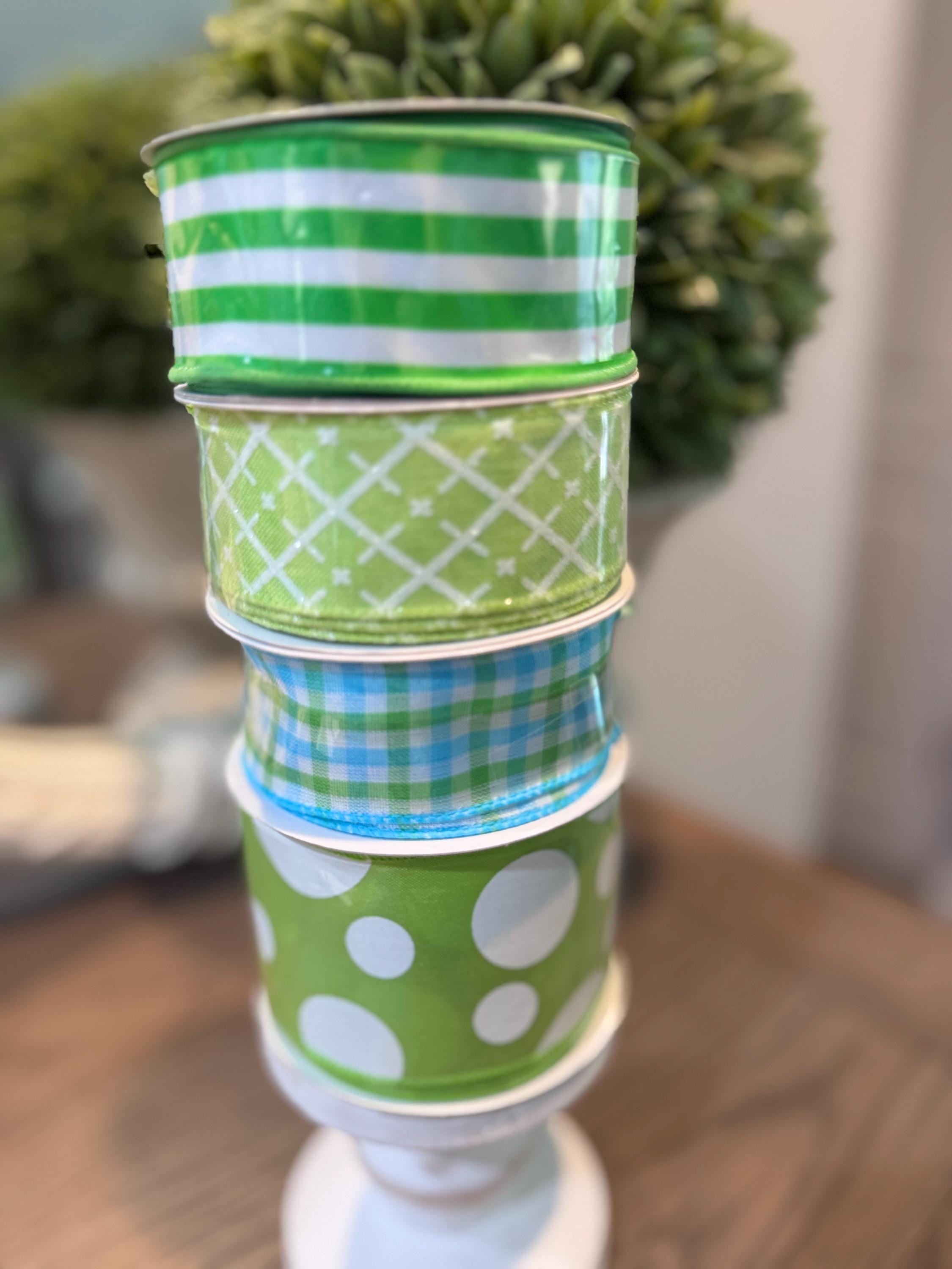 Green Wired Ribbon bundle 1.5” or 2.5" x 10 yards each