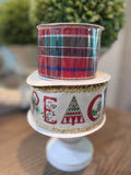 Christmas Peace and Plaid Wired Ribbon bundle 2.5" x 10 yards each
