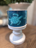 Sea Turtle Blue Aqua Wired Ribbon 2.5" x 10 yards