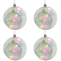 David Christopher Clear Iridescent Plastic Ball Ornaments 4", Set of 4