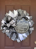 No Soliciting Large Wreath for Front Door | Farmhouse Porch Decor | Funny Housewarming Gift