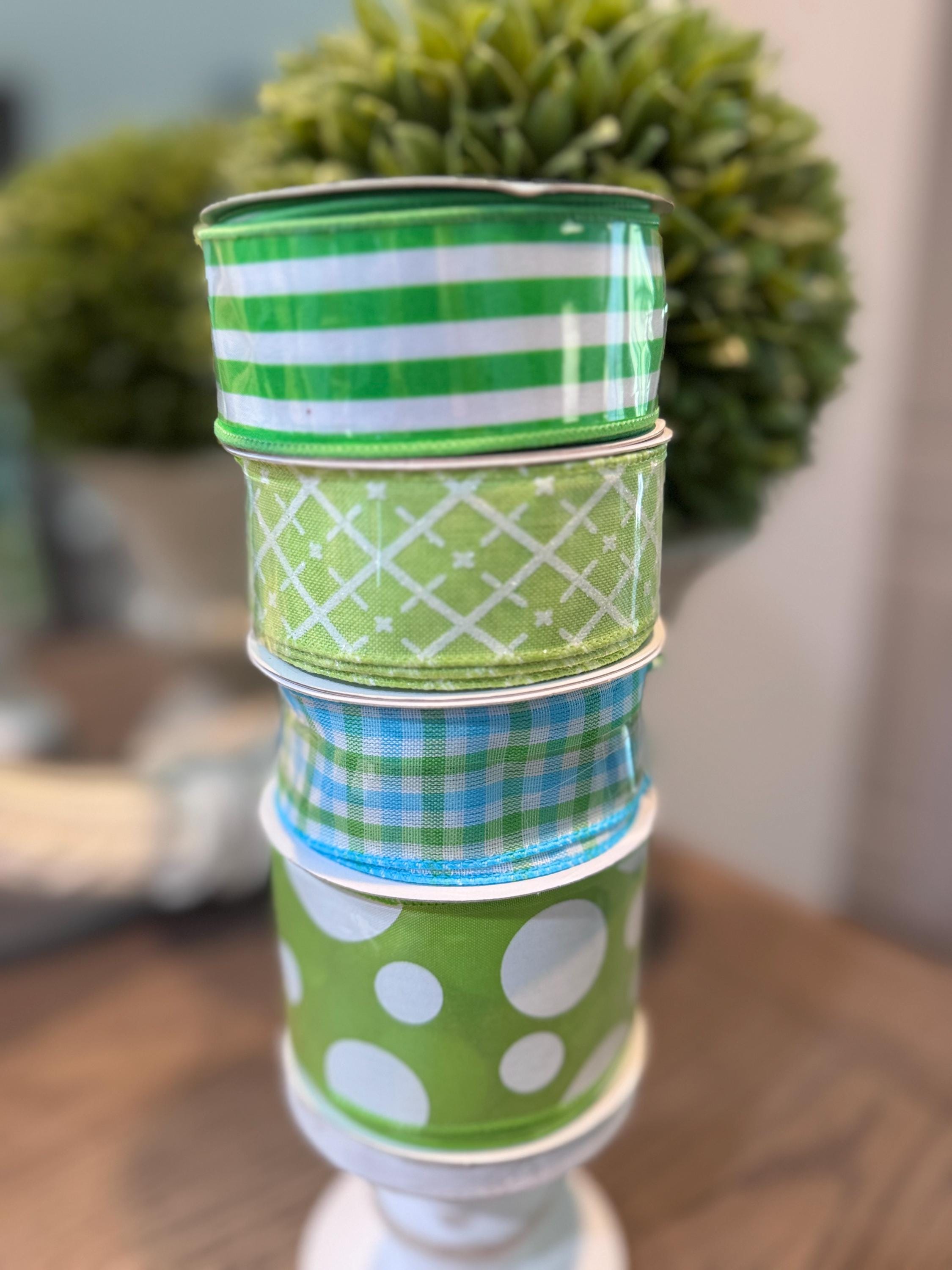 Green Wired Ribbon bundle 1.5” or 2.5" x 10 yards each