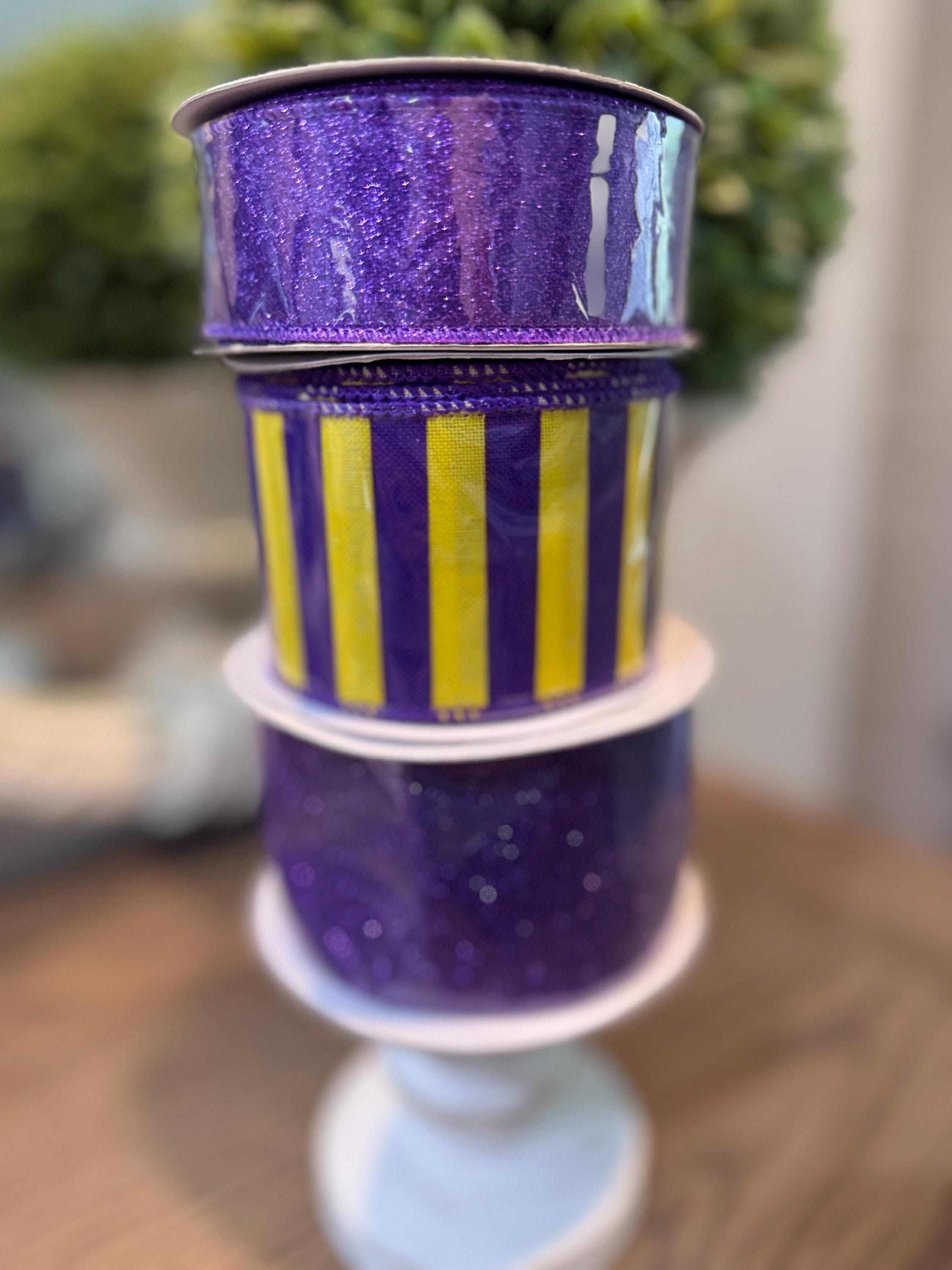 Purple wired ribbon bundle - 3 rolls included