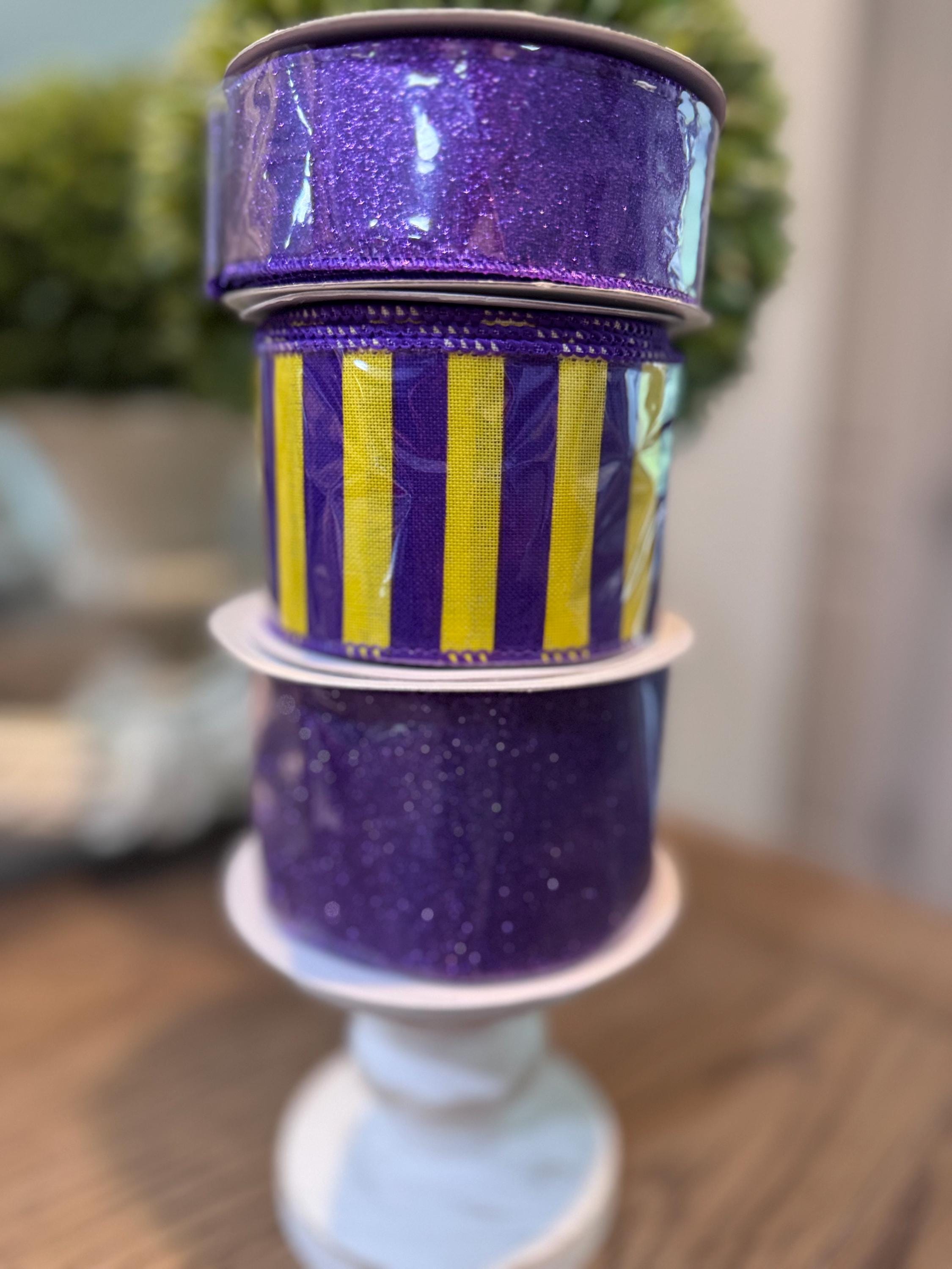 Purple wired ribbon bundle - 3 rolls included