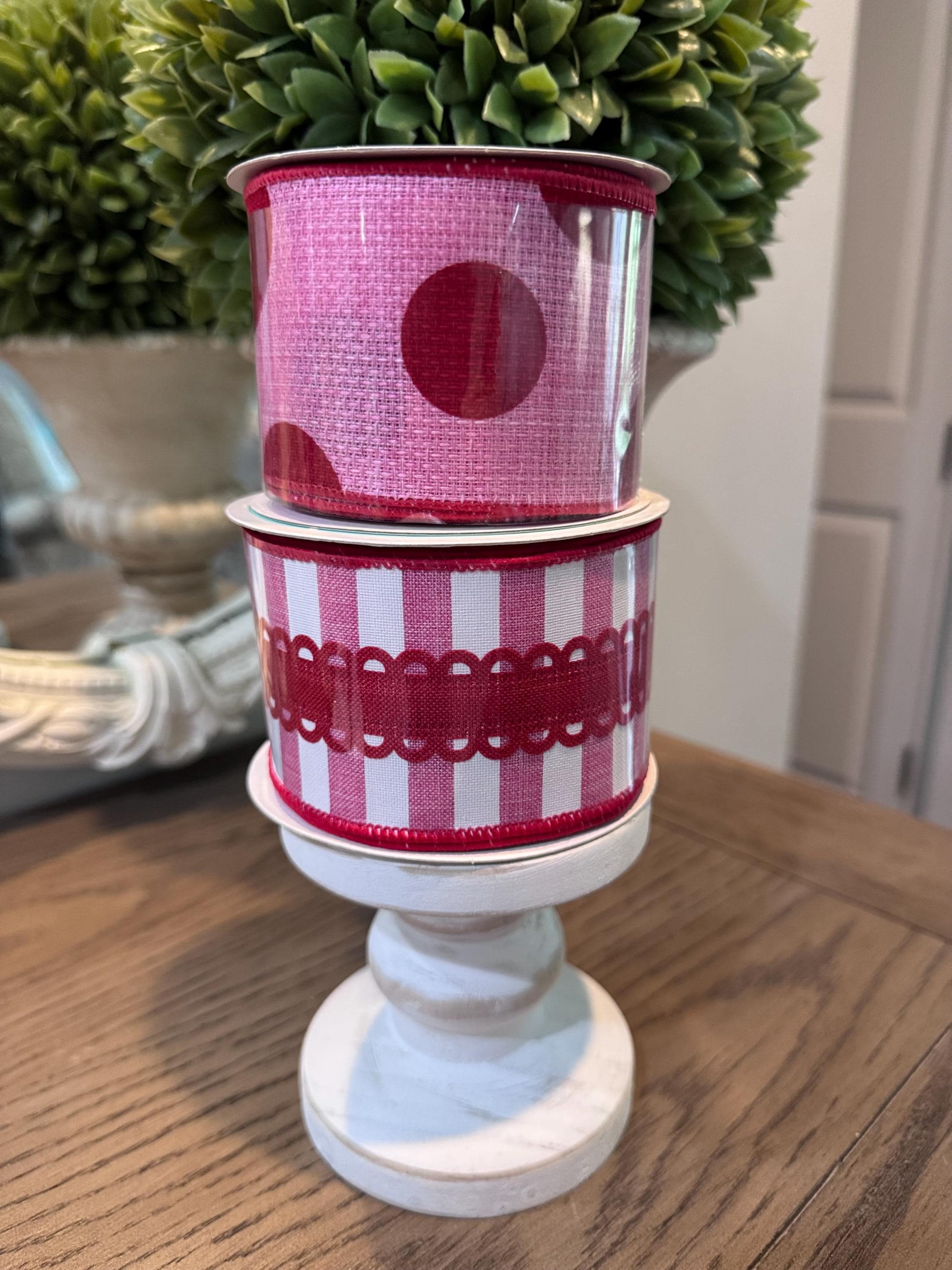 Pink & Red Wired Ribbon Bundle - 2 Rolls Included