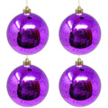 David Christopher 6" Purple Plastic Mercury Shiny Ball Large Ornaments, Set of 4
