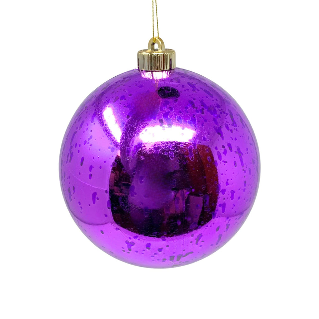 David Christopher 6" Purple Plastic Mercury Shiny Ball Large Ornaments, Set of 4