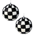 David Christopher 6" Black and White Checkered Glitter Ball Ornaments, Set of 2