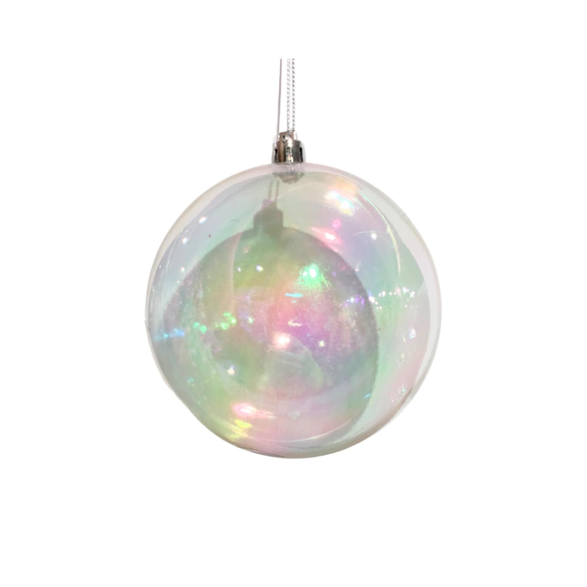 David Christopher Clear Iridescent Plastic Ball Ornaments 5.5", Set of 2