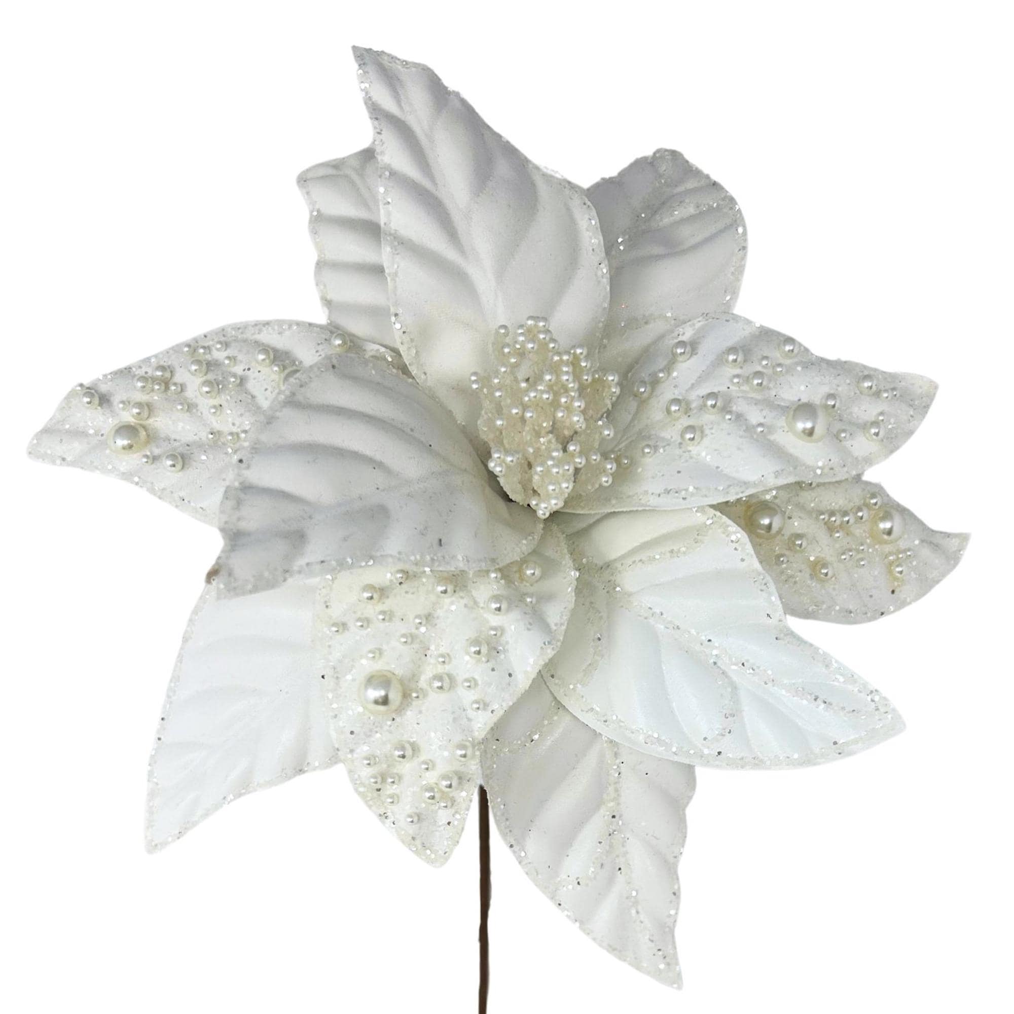 White Glitter Ball Spray 27" | Mixed Size Ball Pick, Winter Tree Spray, Holiday Wreath Supplies, Christmas Floral