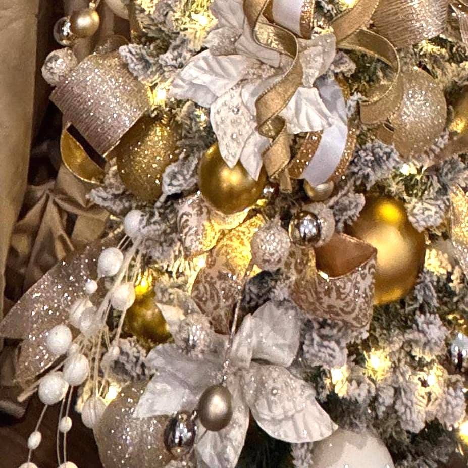 White Glitter Ball Spray 27" | Mixed Size Ball Pick, Winter Tree Spray, Holiday Wreath Supplies, Christmas Floral