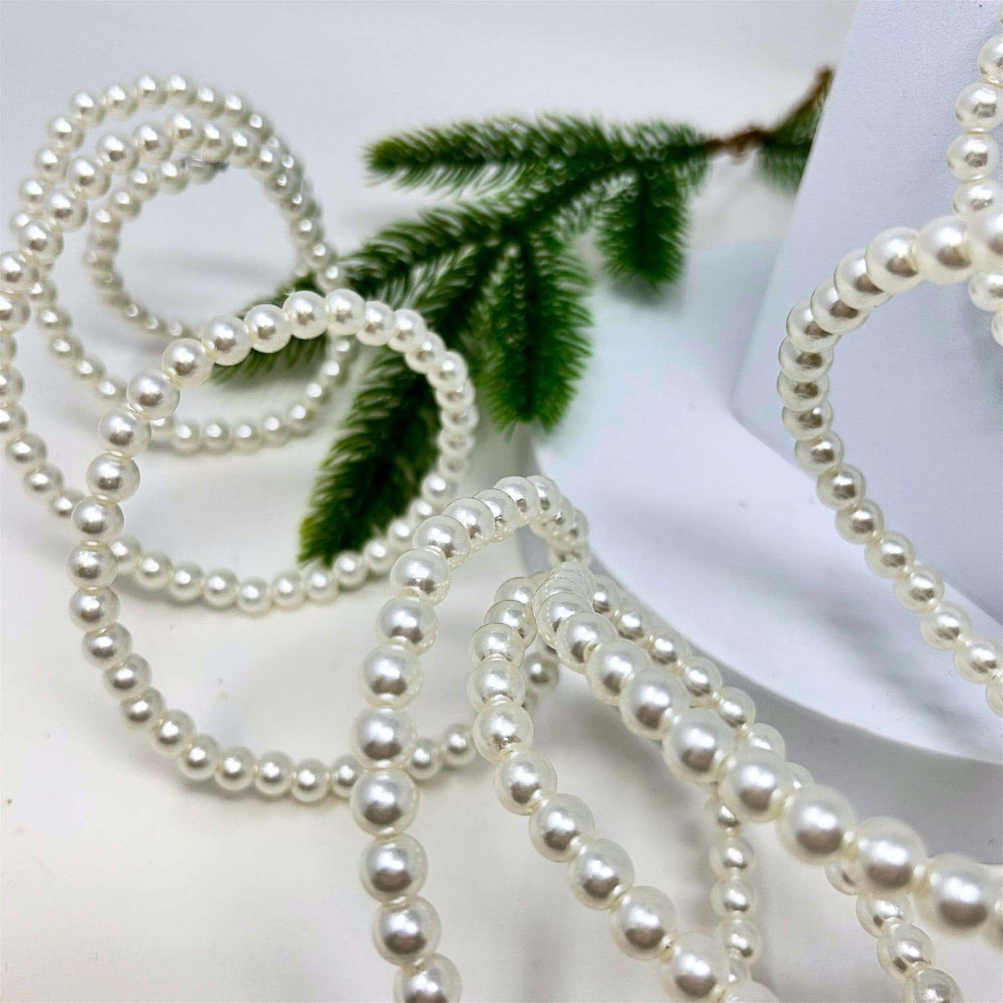 David Christopher 94" Faux Pearl Bead Wired Garland | Luxury Garland for Trees, Wreaths & Mantels
