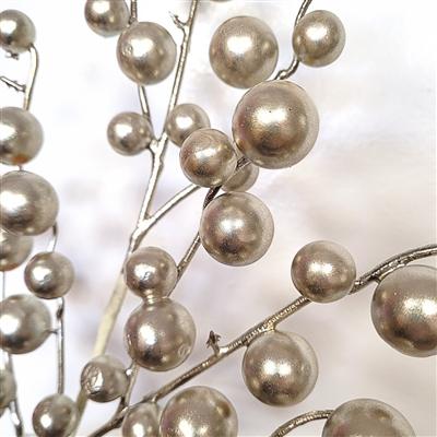 Champagne Metallic Christmas Berry Pick 17" | Elegant Holiday Spray for Christmas Tree, Wreath, Garland, Centerpiece & Floral Decor