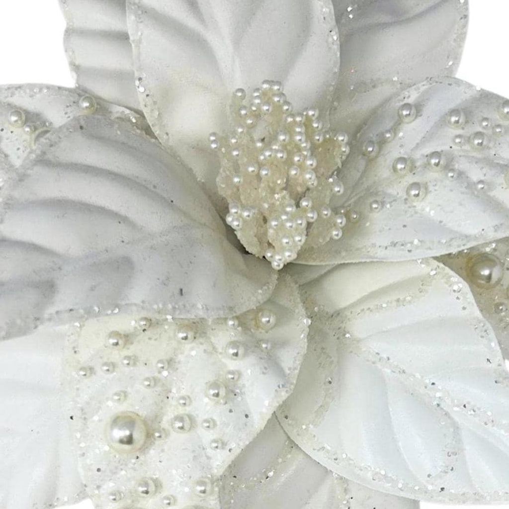 White Glitter Ball Spray 27" | Mixed Size Ball Pick, Winter Tree Spray, Holiday Wreath Supplies, Christmas Floral
