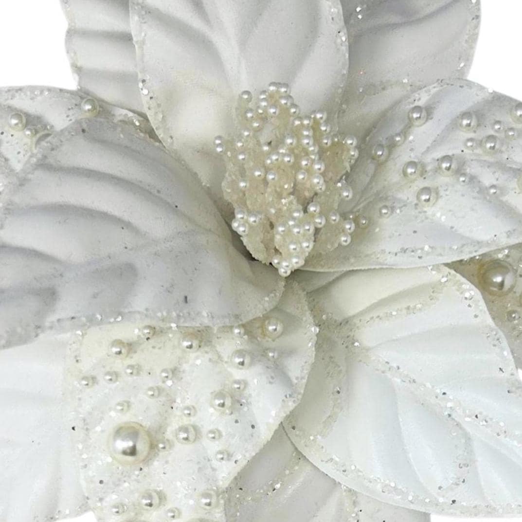 White Glitter Ball Spray 27" | Mixed Size Ball Pick, Winter Tree Spray, Holiday Wreath Supplies, Christmas Floral
