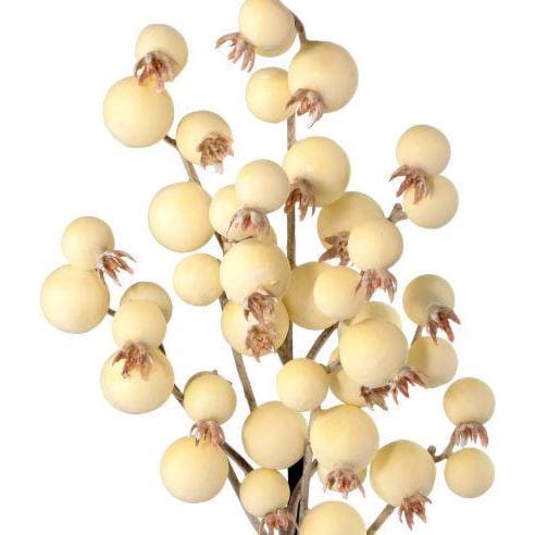 16” Cream Weathered Crabapple Spray, Ivory Berry Stem, Rustic Fall Floral Pick, Autumn Wreath and Farmhouse Décor Supply