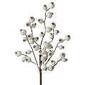 14" Matte White Crabapple Pick, Neutral Fall Berry Stem, Farmhouse Wreath Supply