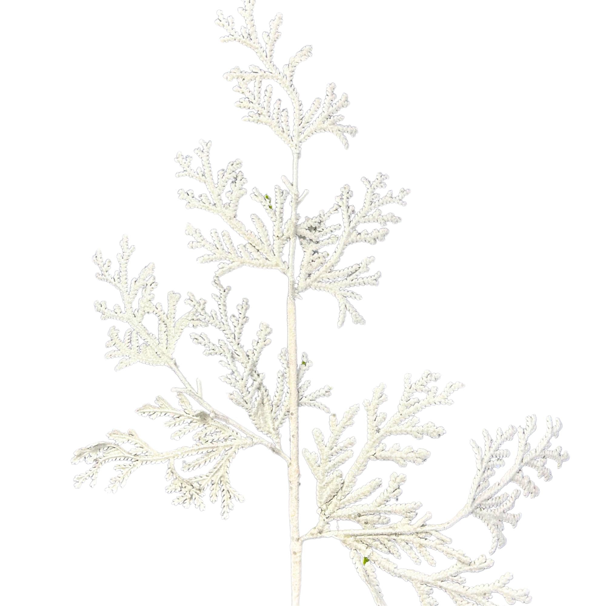 White Glitter Lycopodium Spray 28.5 Inch, Sparkling Christmas Greenery Stem, Winter Floral Pick, Wreath and Tree Décor