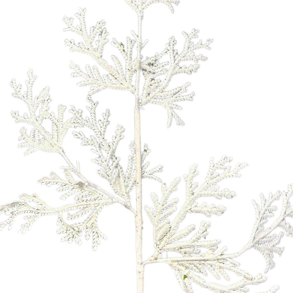 White Glitter Lycopodium Spray 28.5 Inch, Sparkling Christmas Greenery Stem, Winter Floral Pick, Wreath and Tree Décor