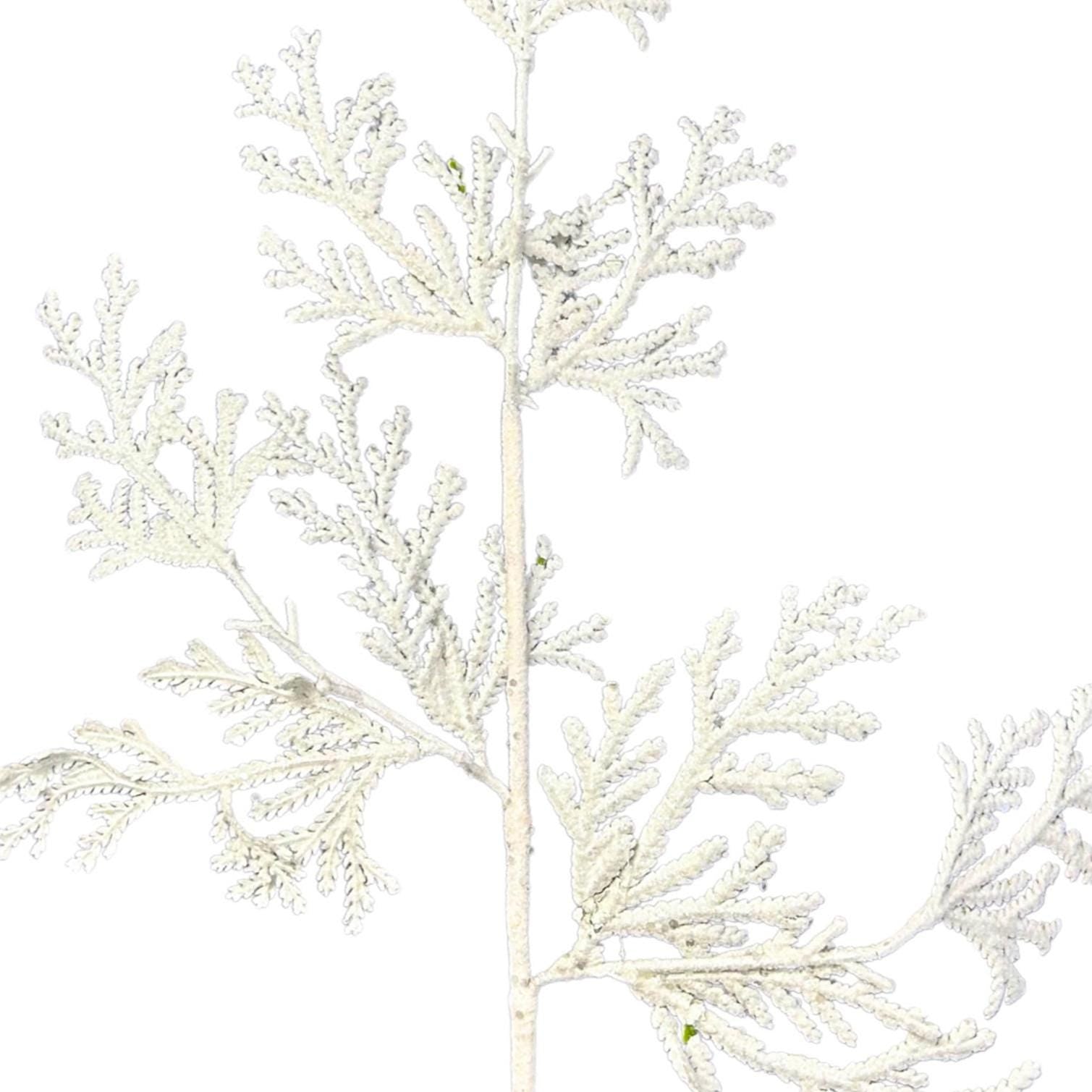 White Glitter Lycopodium Spray 28.5 Inch, Sparkling Christmas Greenery Stem, Winter Floral Pick, Wreath and Tree Décor