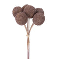 7” Artificial Billy Button Stems, Bundle of 6, Brown Purple or Dark Yellow Craspedia Floral Picks, Fall Wreath Supplies