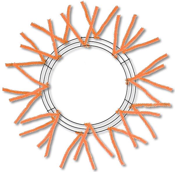 15" Pencil Work Wreath Frame, 25" Overall Wire Wreath Base with Tinsel Ties, Multiple Colors, DIY Deco Mesh Wreath Supply