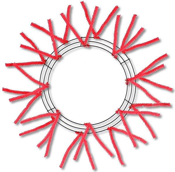 15" Pencil Work Wreath Frame, 25" Overall Wire Wreath Base with Tinsel Ties, Multiple Colors, DIY Deco Mesh Wreath Supply