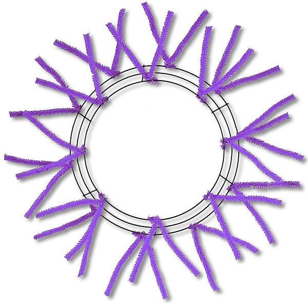15" Pencil Work Wreath Frame, 25" Overall Wire Wreath Base with Tinsel Ties, Multiple Colors, DIY Deco Mesh Wreath Supply