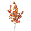 14” Mixed Harvest Berry & Crabapple Pick, Orange Red Fall Floral Stem, Autumn Wreath and Thanksgiving Décor Supply