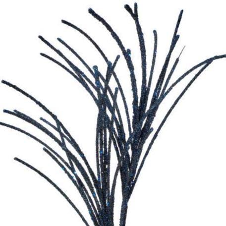 28” Midnight Blue Micro Beaded & Sequin Grass Spray – Luxury Christmas Stem, Jewel-Tone Holiday Pick, Glitter Grass Spray, Glam Tree Filler,