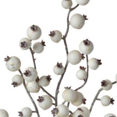 14" Matte White Crabapple Pick, Neutral Fall Berry Stem, Farmhouse Wreath Supply